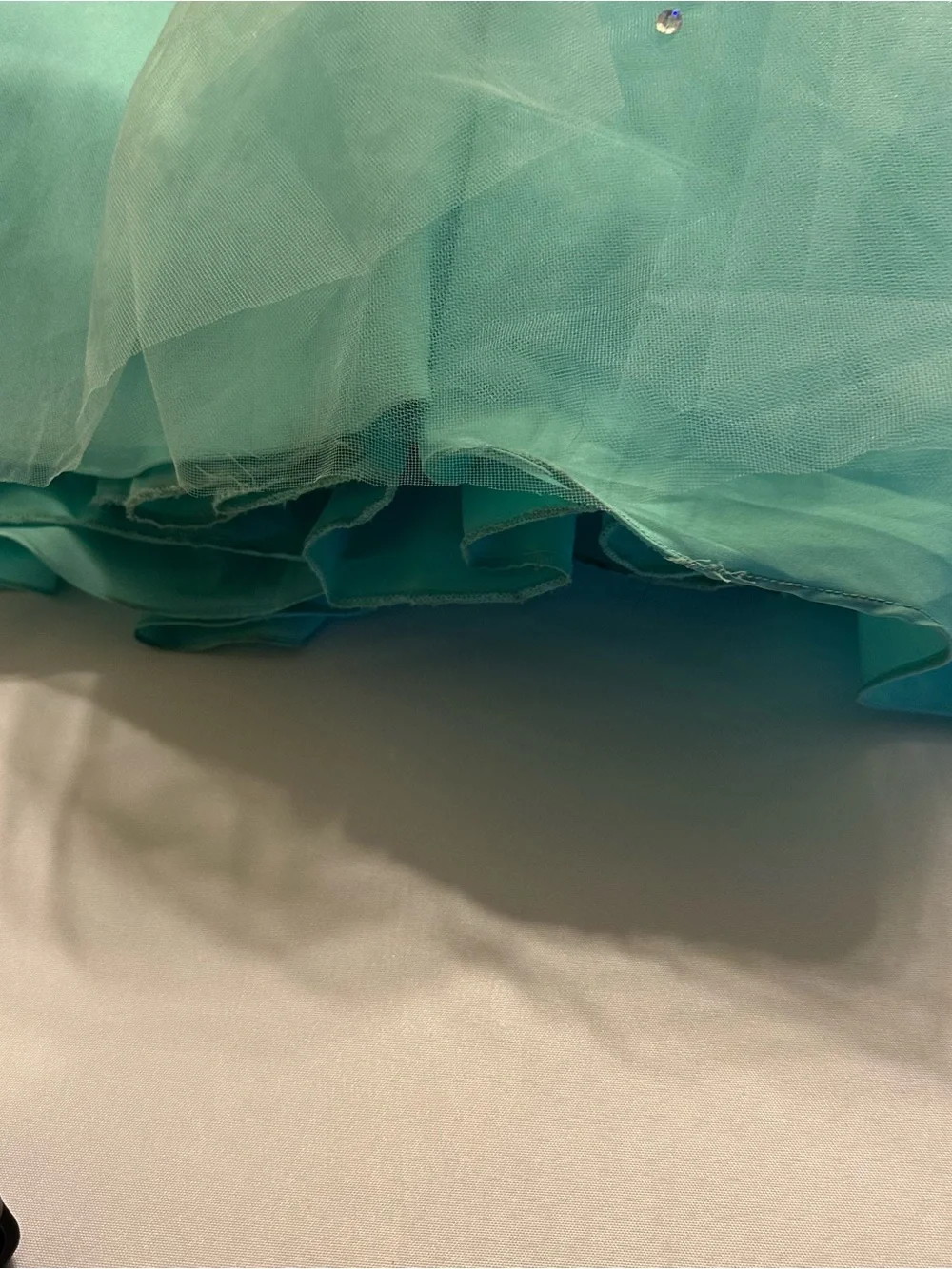 Mori Lee turquoise  Champagne Beaded corset Cinderella Tulle Ball Gown size 18